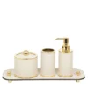 Set da bagno Olimpia 4 pezzi in pelle crema