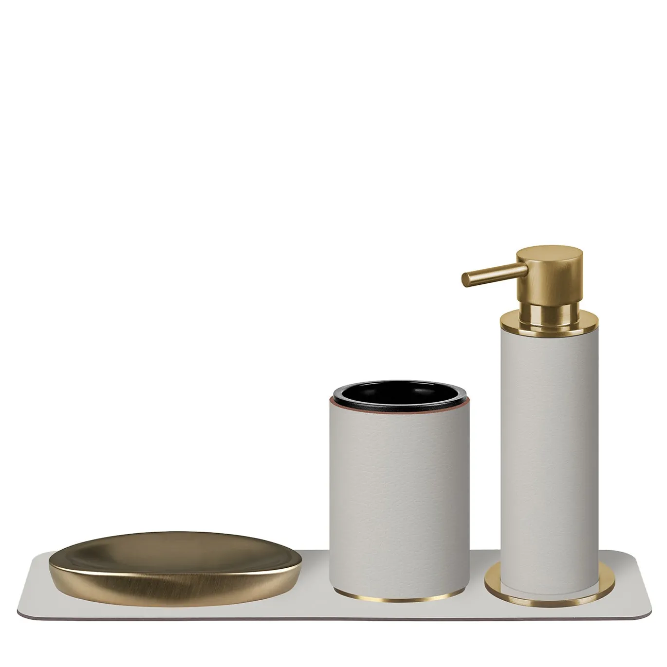 Set da bagno Oyster con accenti dorati