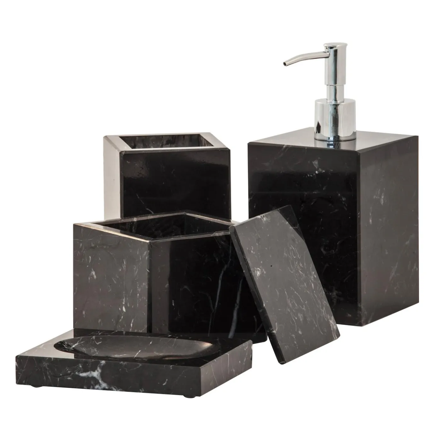 Set da bagno 4 pezzi in marmo nero