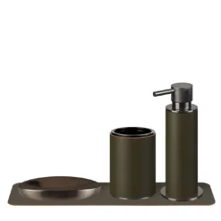 Set da bagno 4 pezzi in pelle d'ulivo