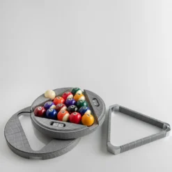 Set da biliardo in pelle grigia