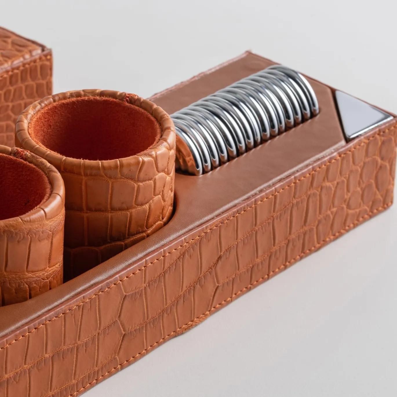 Set da gioco Backgammon in pelle arancione