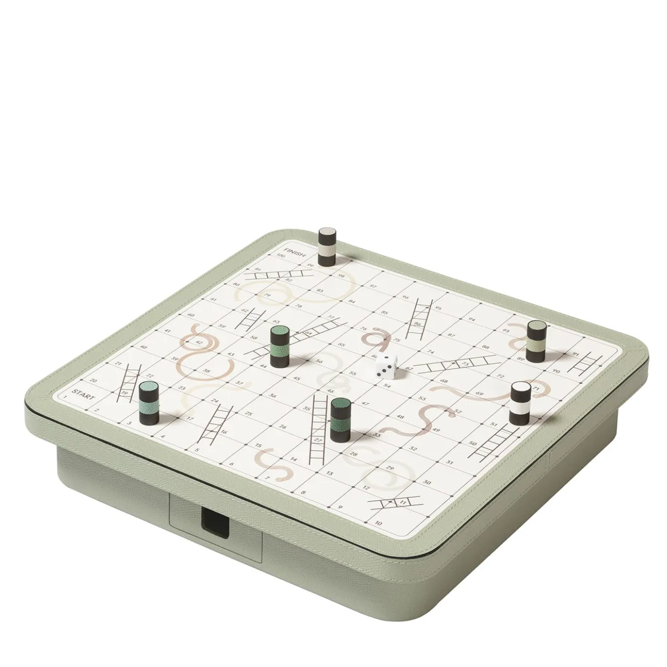 Set da Gioco Delos Snakes & Ladders in Pelle Verde