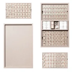 Set da Gioco Mahjong Lux in Pelle Beige