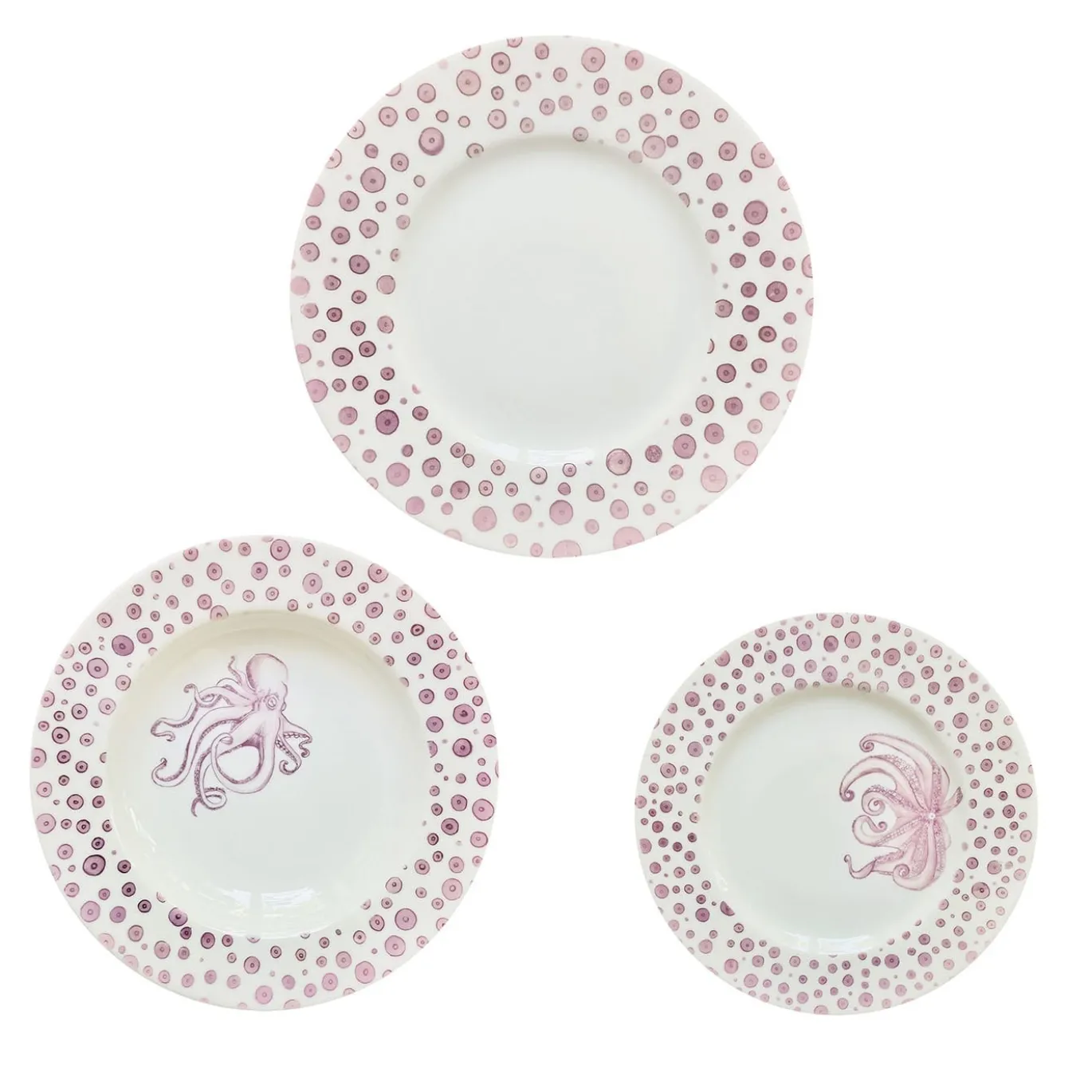 Set da pranzo Octopus viola e bianco