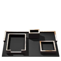 Set da scrivania Calipso nero in corno ed ebano