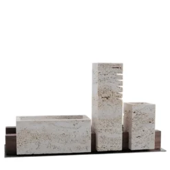 Set da scrivania in marmo travertino Skyline