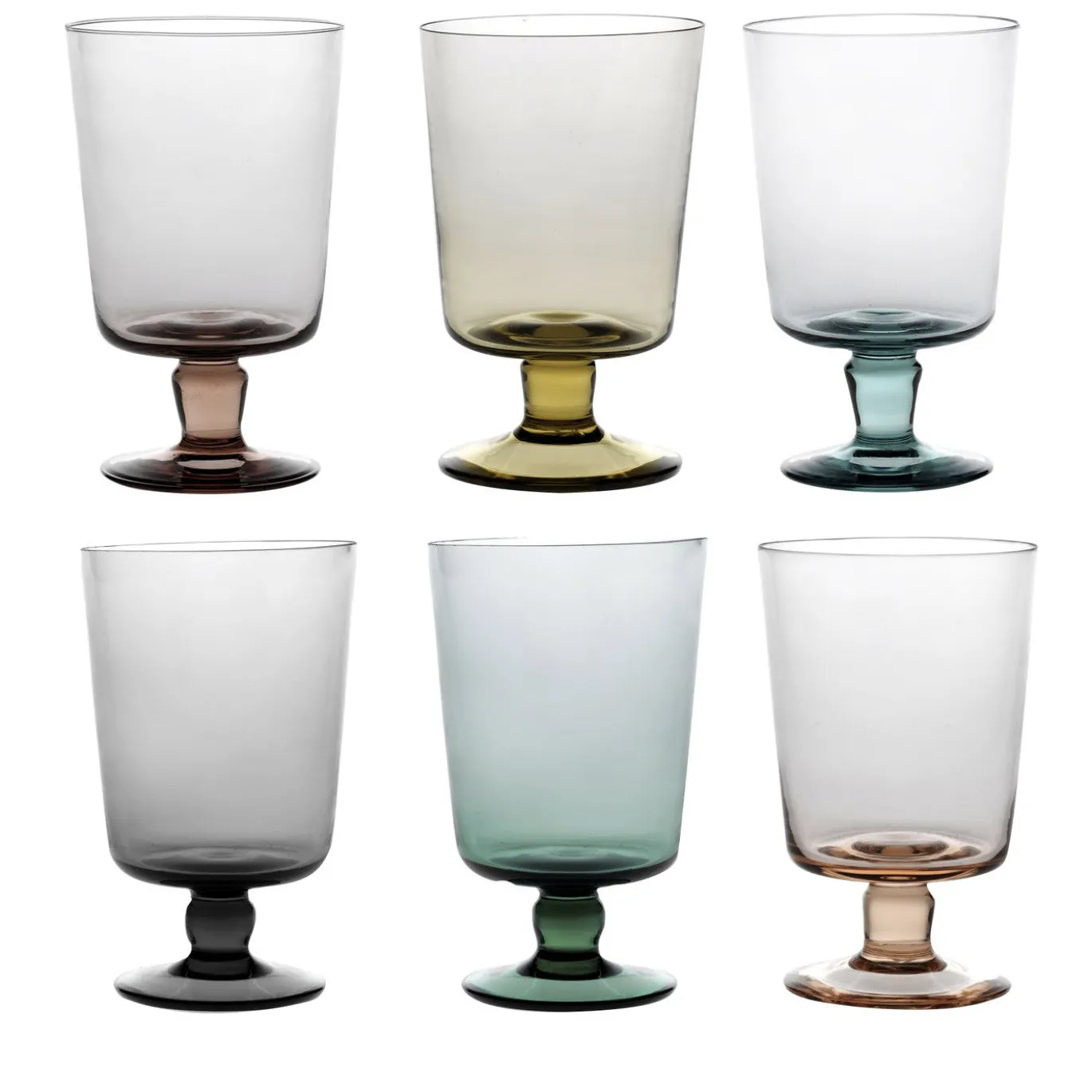 Set di 6 bicchieri a stelo Puro Multicolor