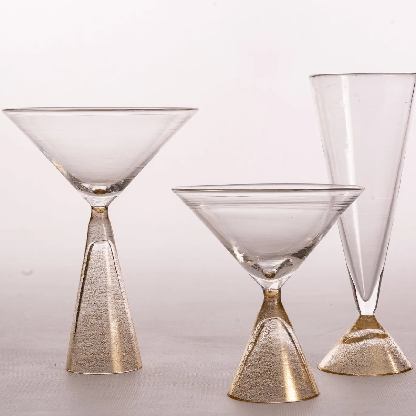 Set di 2 bicchieri Clessidra da Martini con base oro
