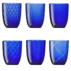 Set di 6 bicchieri da acqua assortiti Idra Blue