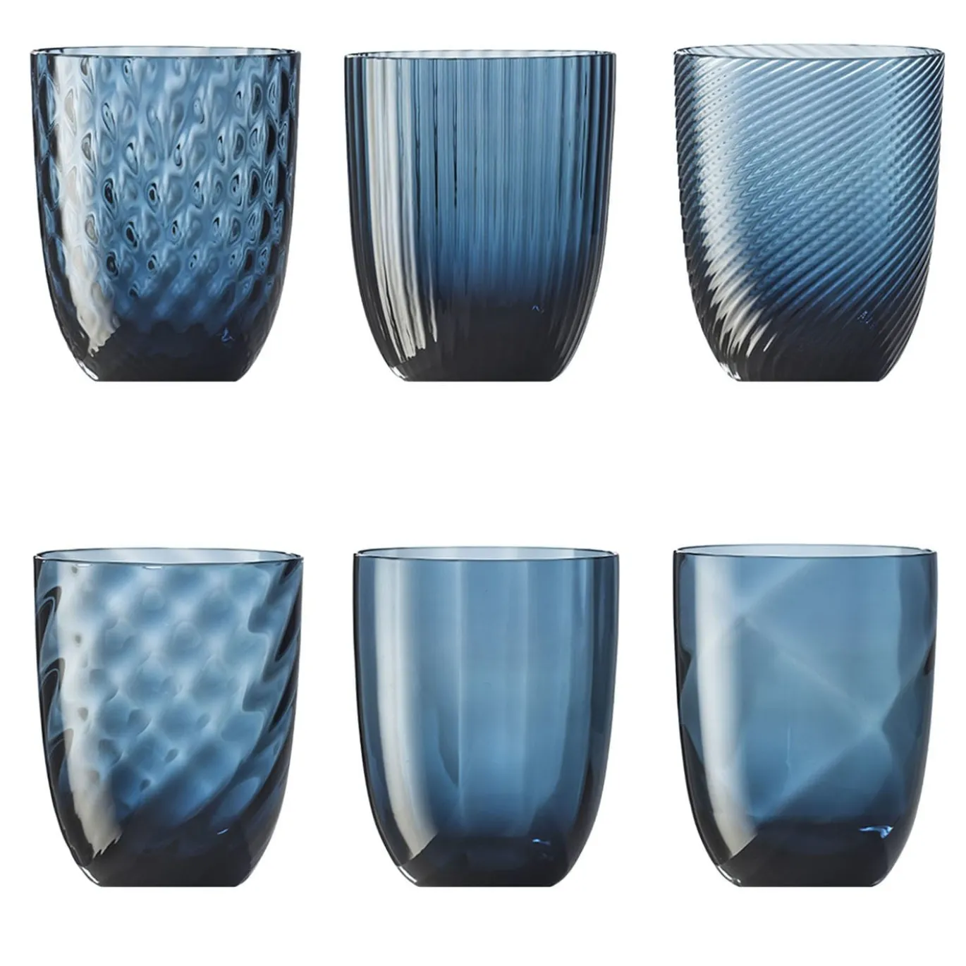 Set di 6 bicchieri da acqua assortiti Idra Air-Force Blue