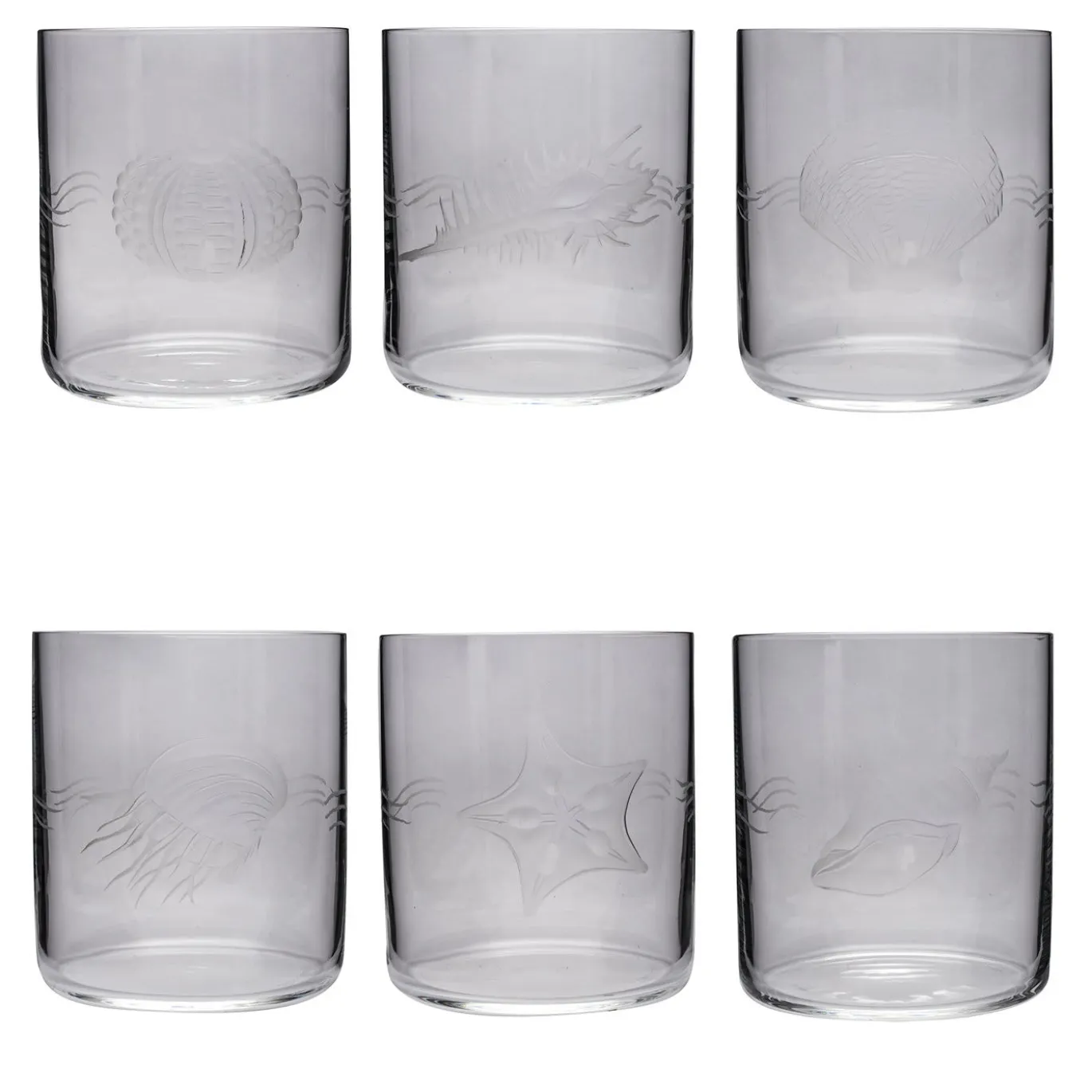 Set di 6 bicchieri da acqua a tema marino