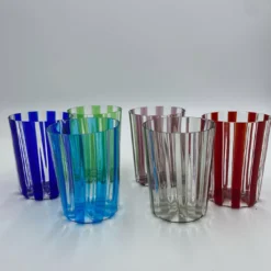 Set di 2 bicchieri da acqua blu a coste