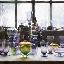 Set di 6 bicchieri da acqua in vetro di Murano Fungo Wisteria