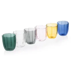 Set di 4 bicchieri da acqua trasparenti con petali