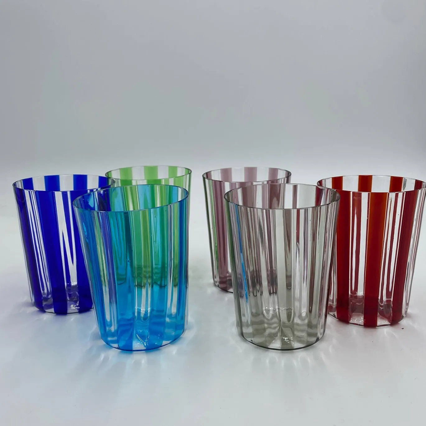 Set di 2 bicchieri da acqua verdi a coste