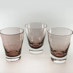 Set di 6 bicchieri da acqua viola con incisione a forma di gatto #6