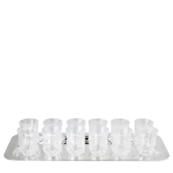Set di 12 bicchieri da liquore Conio con vassoio