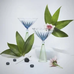 Set di 2 bicchieri da Martini Calypso blu e verdi