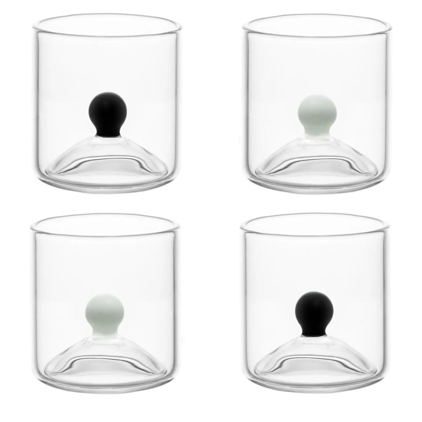 Set di 4 bicchieri da shot Las Chicas in bianco e nero