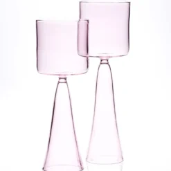 Set di 4 bicchieri da vino alti rosa chiaro Dolce Vita