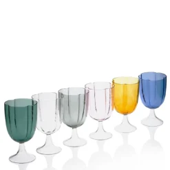 Set di 4 bicchieri da vino con petali rosa