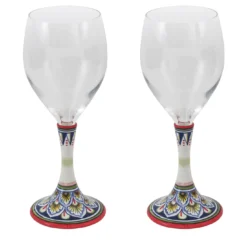 Set di 2 bicchieri da vino floreali medi #1