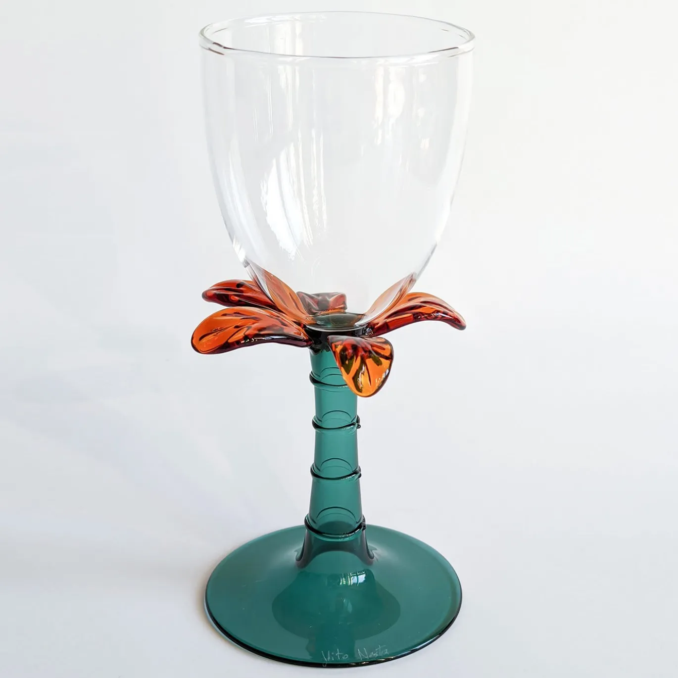 Set di 6 bicchieri da vino in vetro soffiato Las Palmas con forma di palma