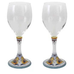 Set di 2 bicchieri da vino medi con fiori di Raffaellesco
