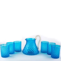 Set di 6 bicchieri e brocca Balloton blu