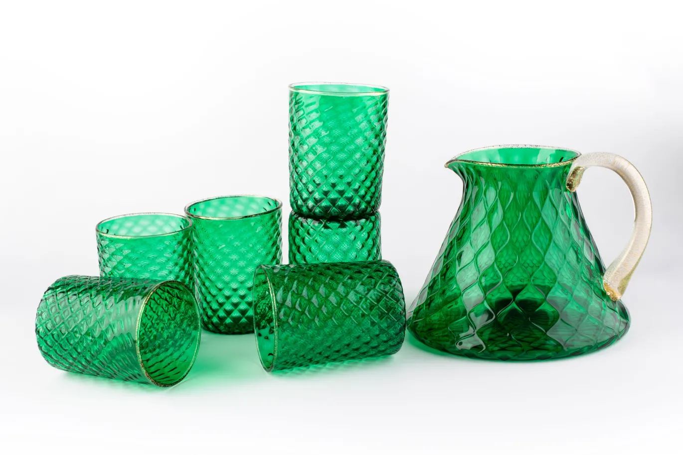 Set di 6 bicchieri e brocca Balloton verde