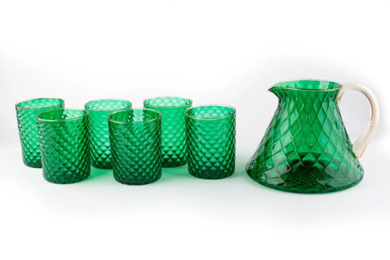 Set di 6 bicchieri e brocca Balloton verde