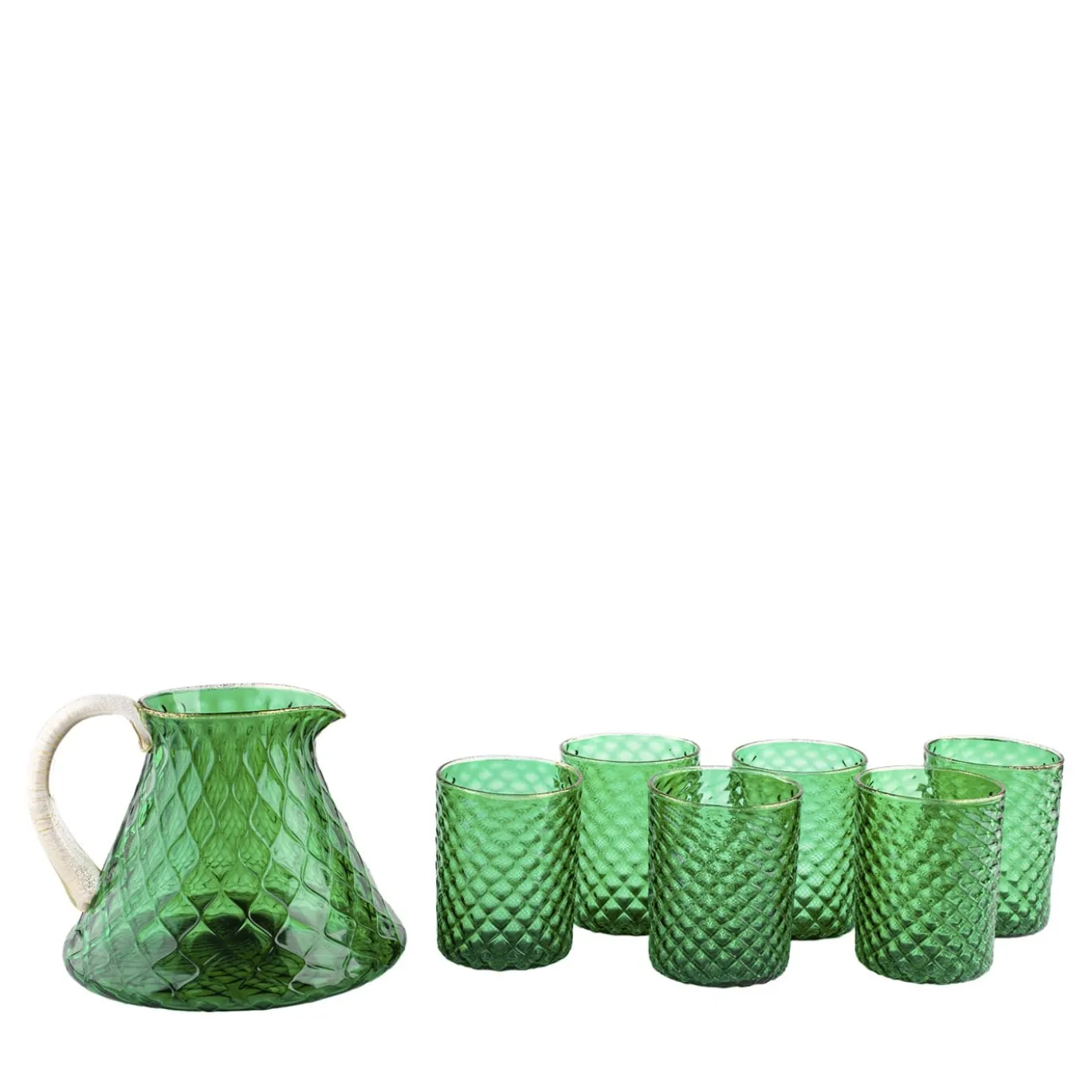 Set di 6 bicchieri e brocca Balloton verde