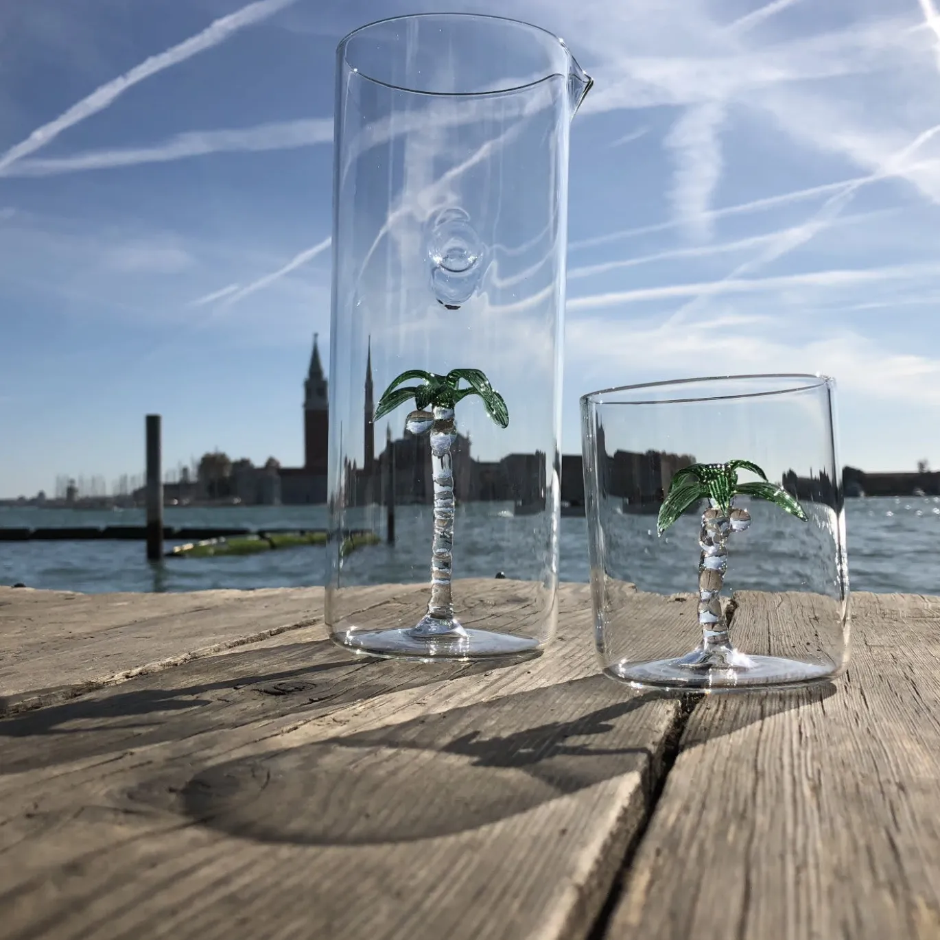 Set di 4 bicchieri e brocca Palma