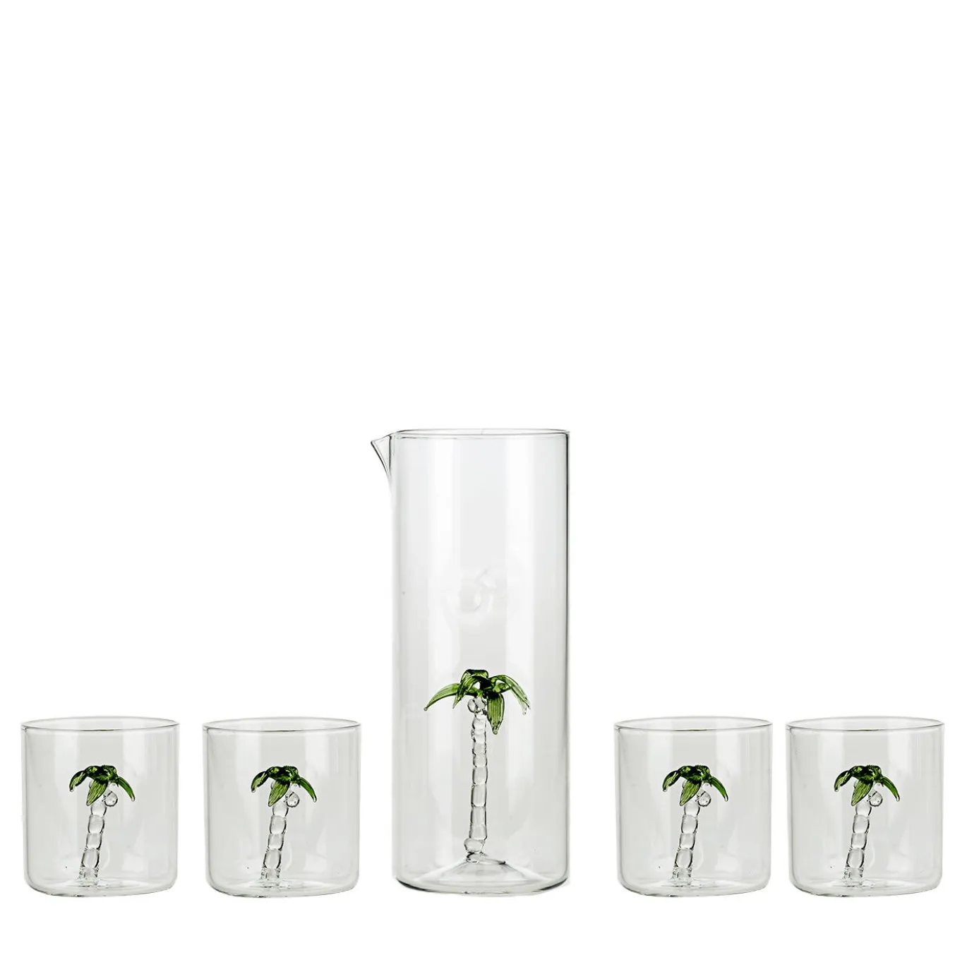 Set di 4 bicchieri e brocca Palma