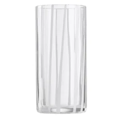 Set di 6 bicchieri highball Cyrcus in vetro di Murano bianco e trasparente a righe