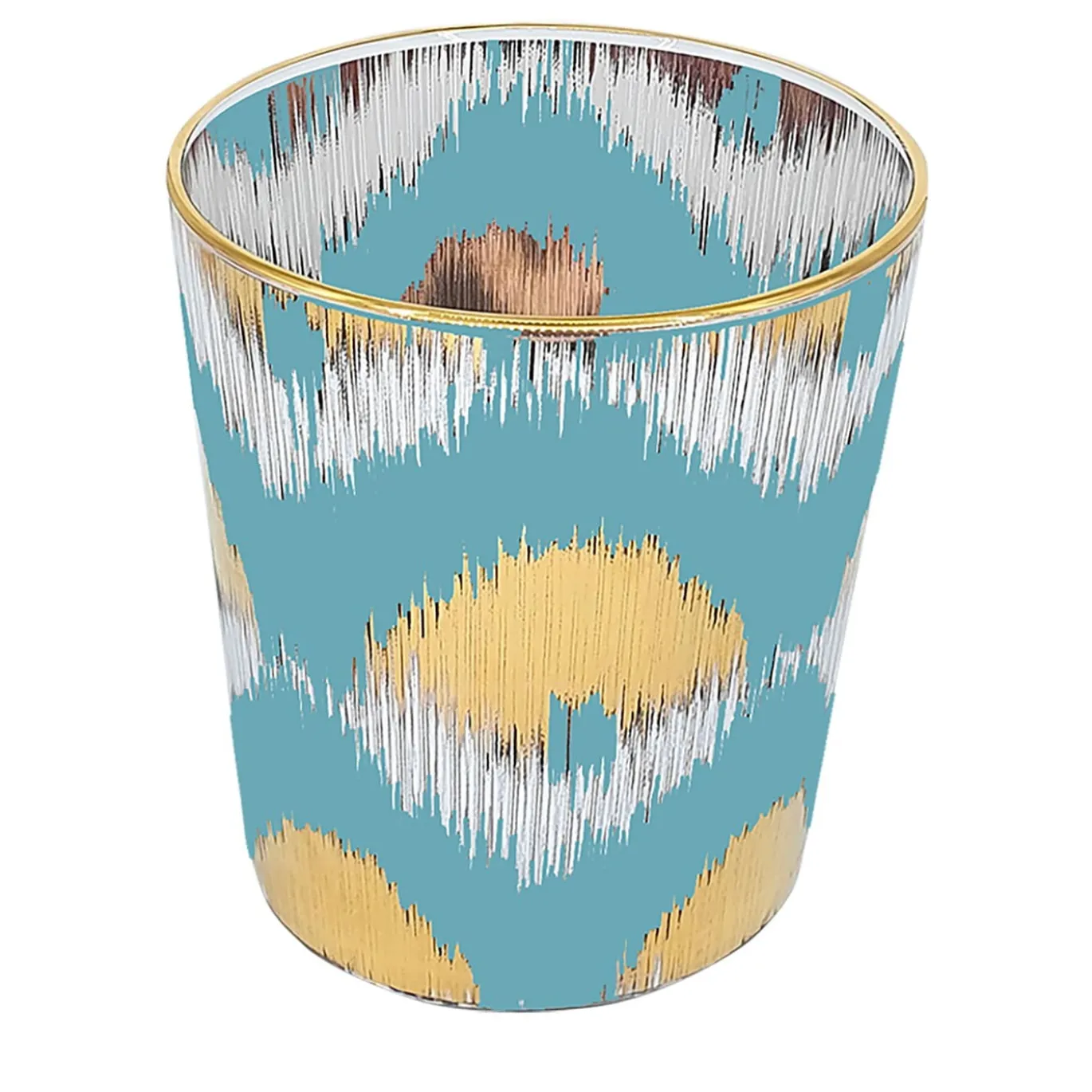 Set di 4 bicchieri Ikat oro e azzurro