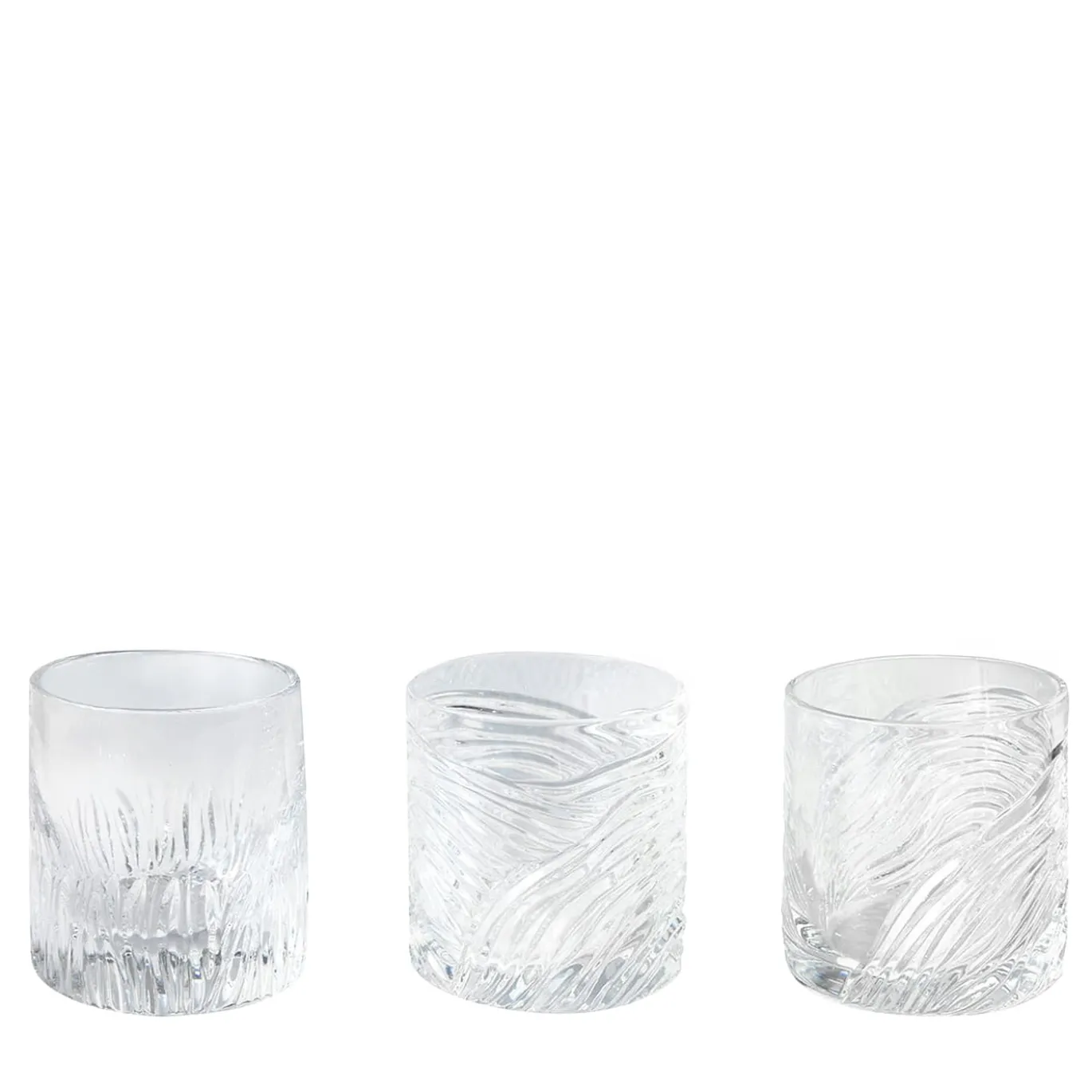 Set di 3 bicchieri in cristallo trasparente Alisei incisi a mano