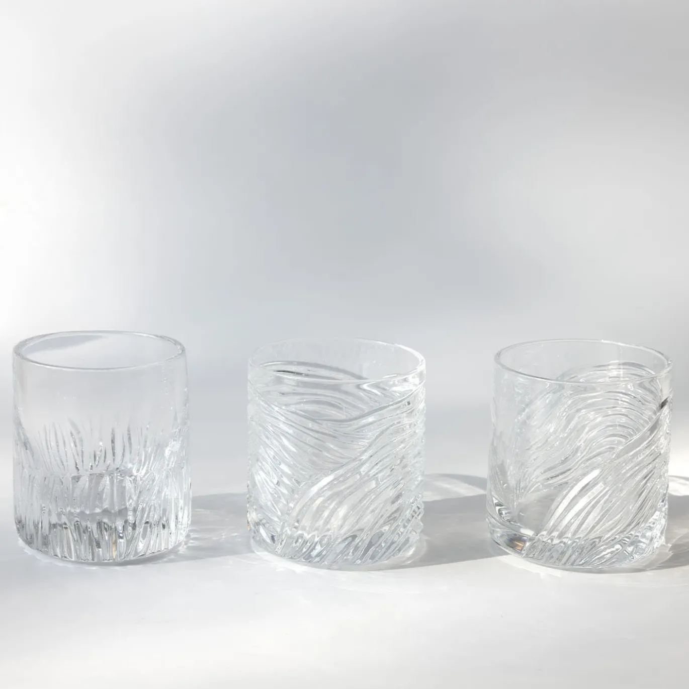 Set di 3 bicchieri in cristallo trasparente Alisei incisi a mano