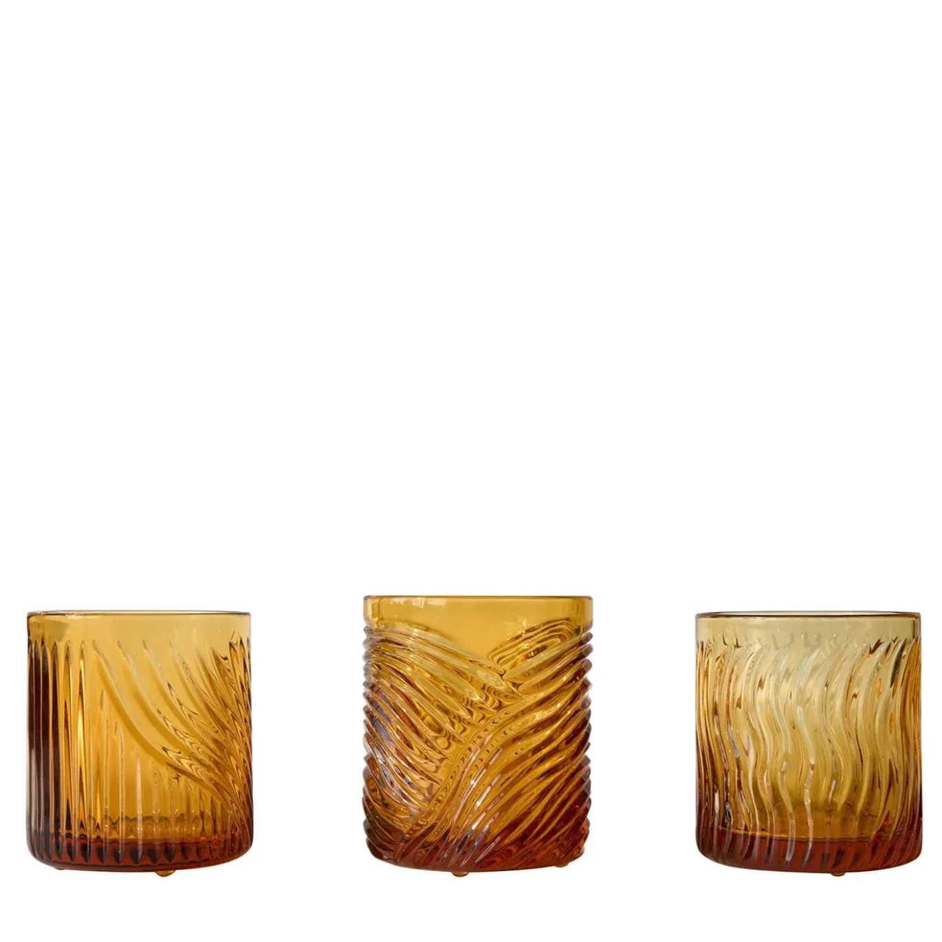 Set di 3 bicchieri in cristallo ambra Eolia incisi a mano
