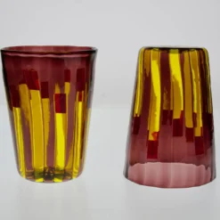 Set di 6 bicchieri in vetro giallo e ametista