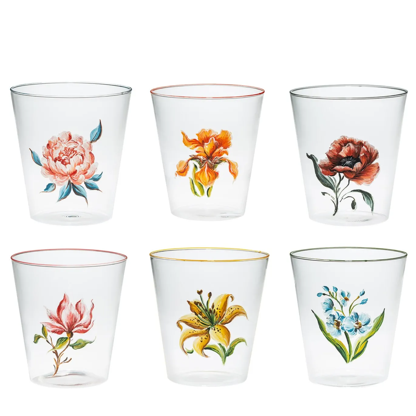 Set di 6 bicchieri Jardin Fleuri in vetro