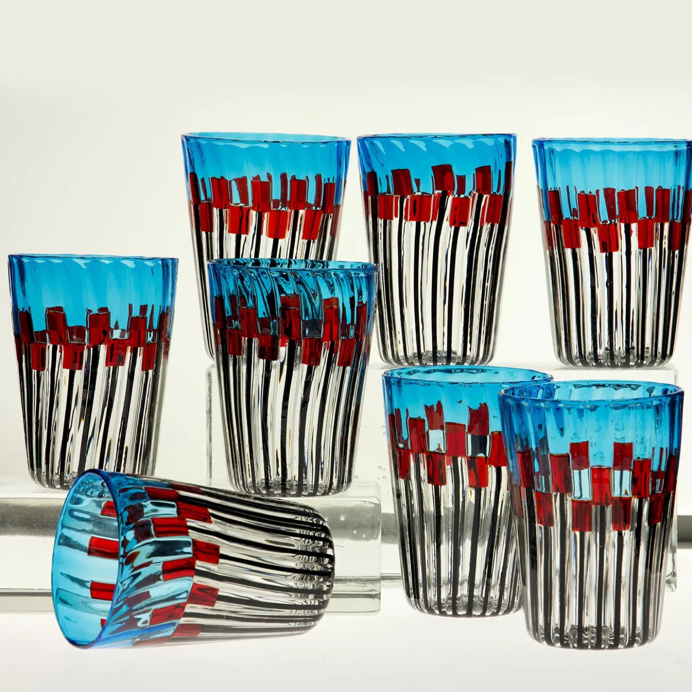 Set di 8 bicchieri Mille Papaveri Rossi in vetro