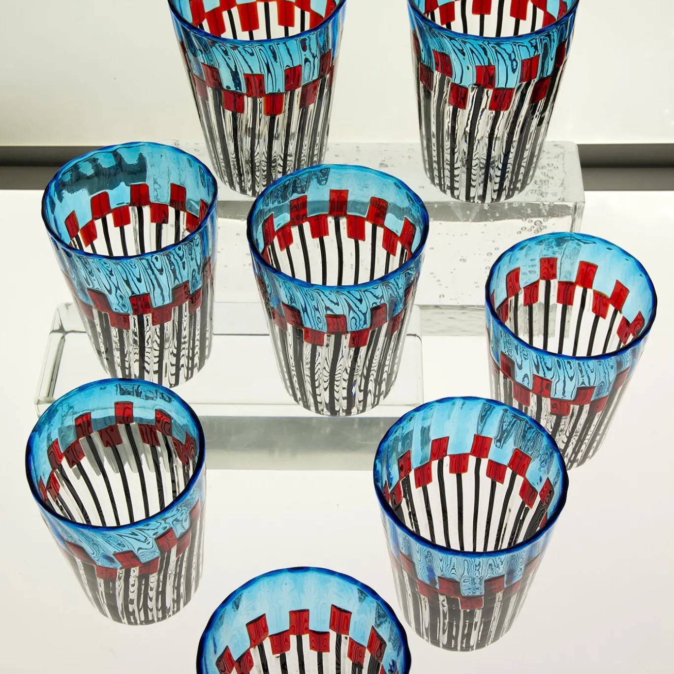 Set di 8 bicchieri Mille Papaveri Rossi in vetro