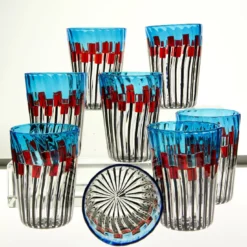 Set di 8 bicchieri Mille Papaveri Rossi in vetro