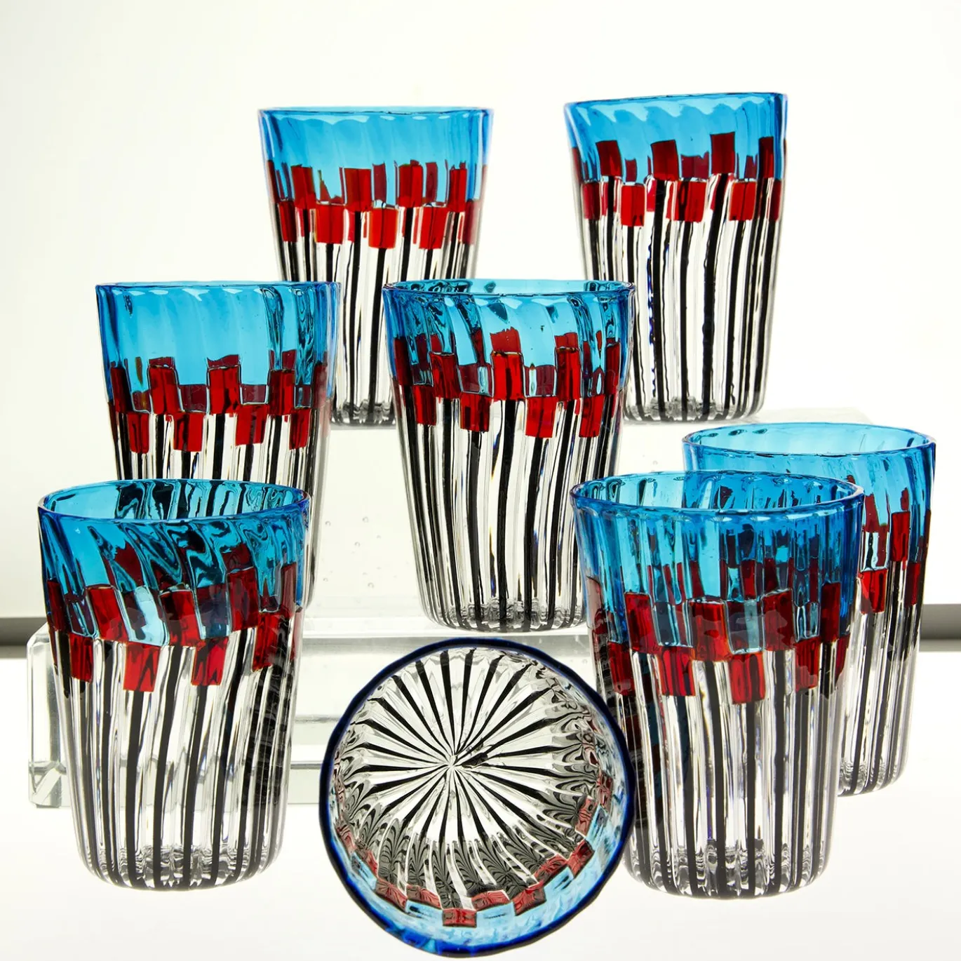 Set di 8 bicchieri Mille Papaveri Rossi in vetro