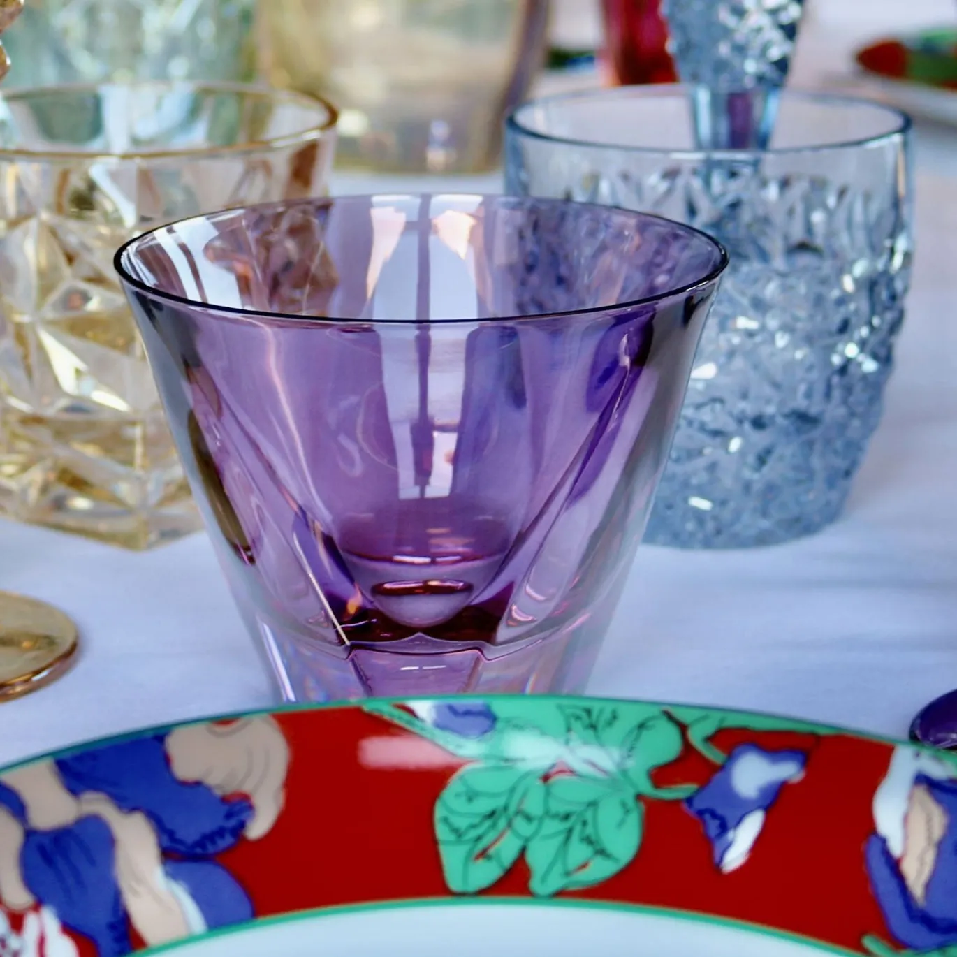 Set di 6 bicchieri old fashioned in cristallo viola