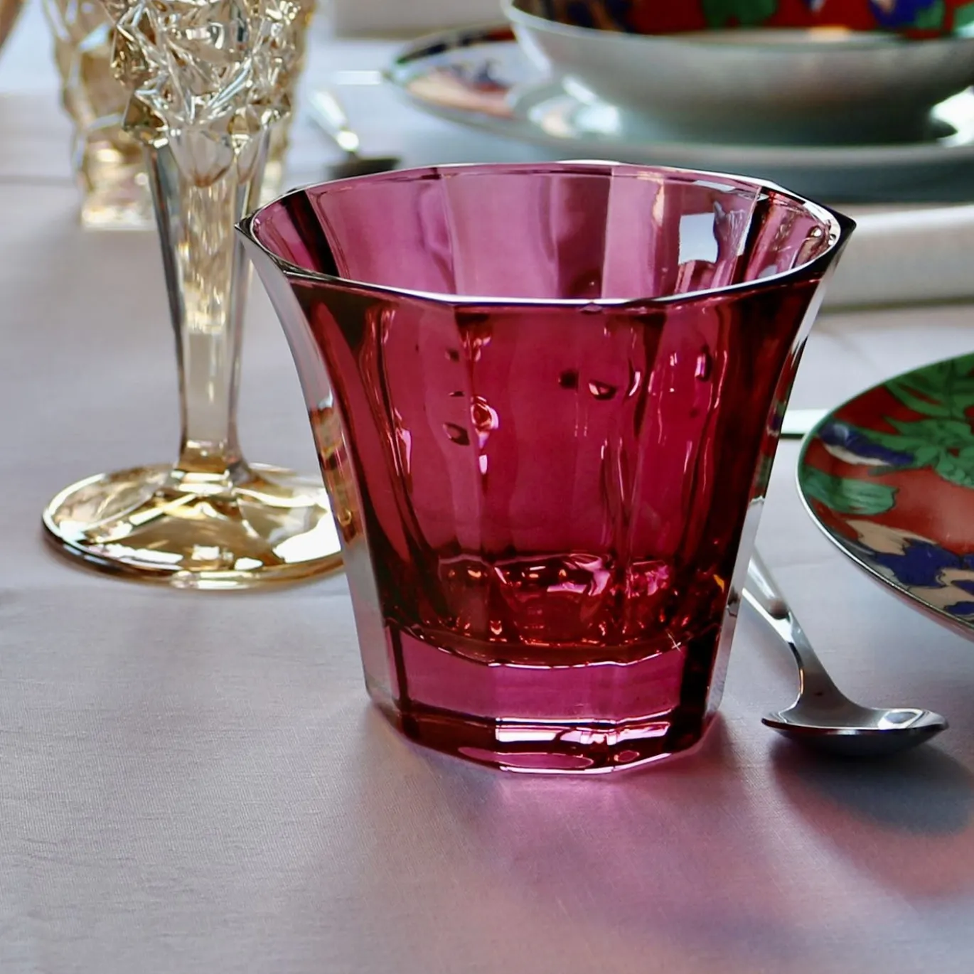 Set di 6 bicchieri Old Fashion in cristallo rosso ciliegia