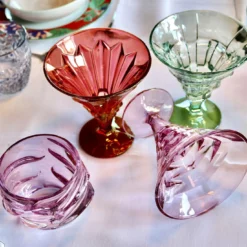 Set di 6 bicchieri old fashion in cristallo rosa