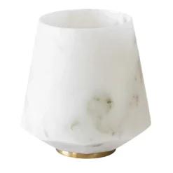 Set di 2 bicchieri per acqua in marmo bianco di Carrara con base in ottone